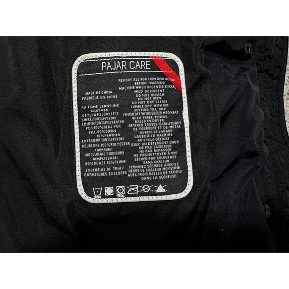 PAJAR Down Coat Puffer Jacket Hooded Pockets Global News Black Womens Medium - Picture 10 of 16